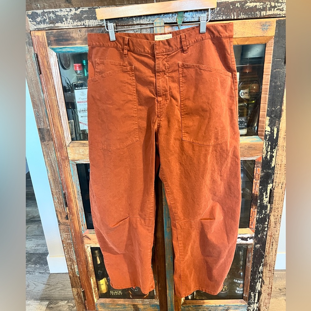 Nili Lotan Shon Rust barrel pants Size 12